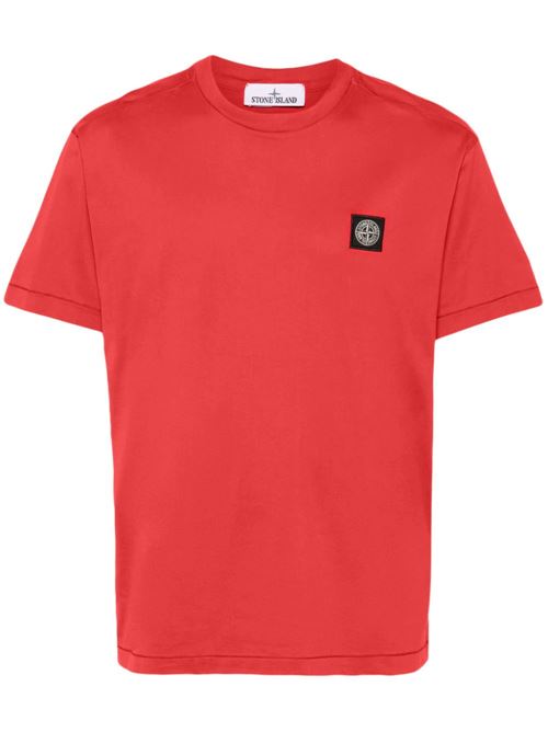 T-shirt  di cotone rosso Stone Island | 801524113V0010